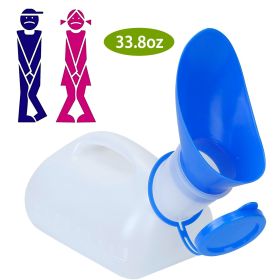 Unisex Potty Urinal Bottle 1000ML/33.8OZ Adult Emergency Urinal Device Portable Male Female Toilet w/ Lid Funnel For Car Camping Travel Hospital