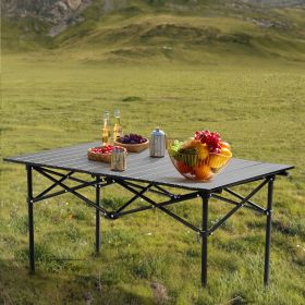 Black Camping Roll Table Carbon Steel Straight Pipe 100kg (Color: Black)